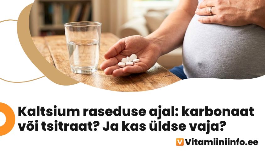 Raseda naise käed hoiavad kaltsiumi toidulisandit raseduse ajal