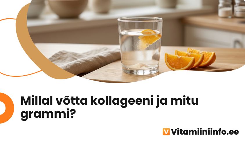 Kollageenipulber klaasis vee ja apelsiniga – millal võtta kollageeni